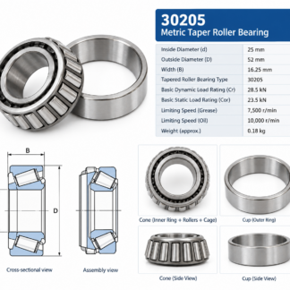 30205 -  Metric Taper Roller Bearing - 25x52x16.25mm - Image 2