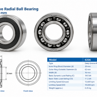 6206 Deep Groove Radial Ball Bearing 30x62x16 mm