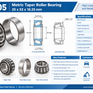 30205 -  Metric Taper Roller Bearing - 25x52x16.25mm - Image 1